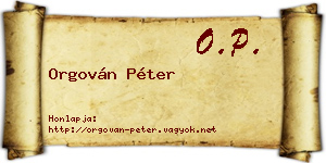 Orgován Péter névjegykártya